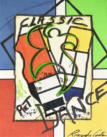 Riccardo Conte CLASSIC DANCE collage e olio su tela, cm 40x30 firma sul...