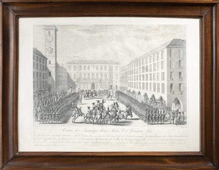 INCISIONE<BR>"Entré des française dans Turin le 17 frimaire an 7" 1799 ca