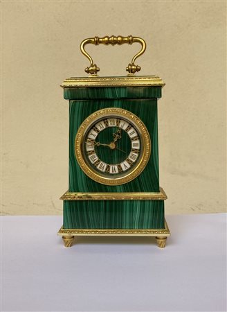 SWIZA S.A., Svizzera. Orologio in argento dorato e malachite. Sotto la base...