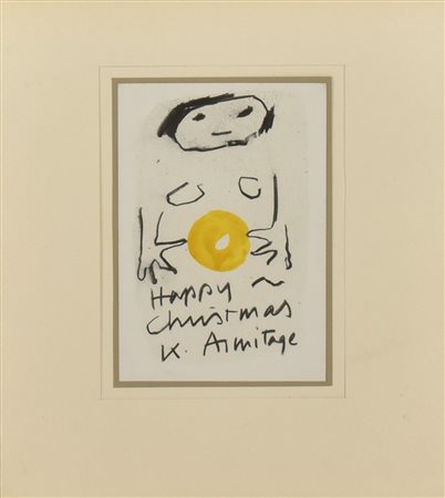 Kenneth Armitage HAPPY CHRISTMAS serigrafia, cm 22x15,5 firma e titolo in lastra