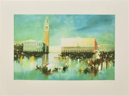 Gino Trame VENEZIA acquaforte, cm 39x59, su foglio cm 57,5x75,5; H.C....