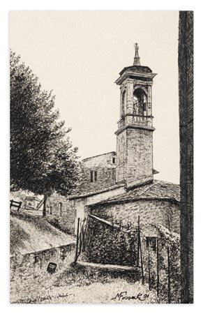 MARIO FOSSATI (1918-1999) - Val Serina. Chiesa S. Antonio, 1991