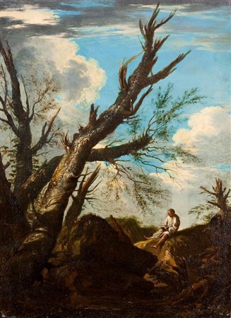 ROSA SALVATOR Napoli 1615 - 1673 Roma "Filosofo nel bosco" 74x53 olio su tela...