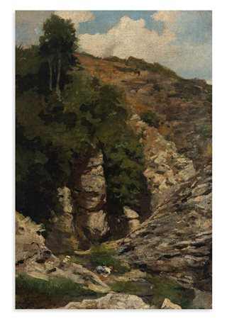 ACHILLE BEFANI FORMIS (1832-1906) - Lavandaia al torrente