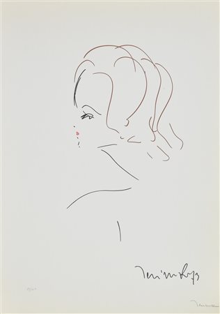 Harry Jelinek PROFILO FEMMINILE litografia su carta, cm 68x48; es. 87/100...