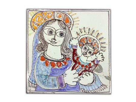 De Simone - Piastrella in maiolica raffigurante la Madonna c