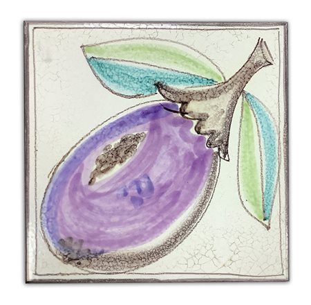 De Simone - Piastrella in maiolica raffigurante una melanzan