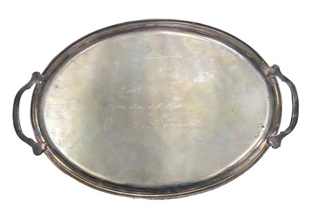 Vassoio ovale in argento  Cm 43x26 Peso gr. 550 