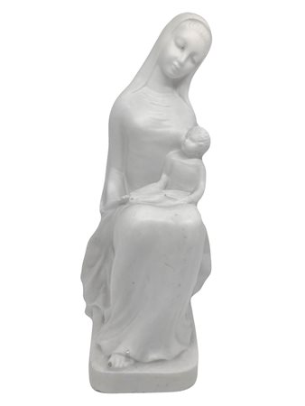 Maternità  h 30 cm, b 9, 17 cm Statuina in maiolica bianca, 