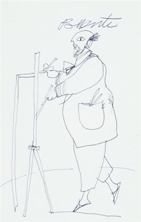 Antonio Possenti Autoritratto Biro su carta, cm. 14x9,5 Firmato in alto a...