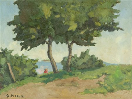 Gino Fiorini Aria di campagna, 1965 Olio su tela, cm. 37x48 Firmato in basso...