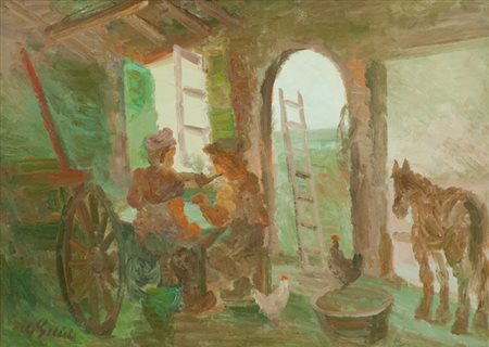 Guido Guidi Interno Olio su tavola, cm. 50x70 Firmato in basso a sinistra.