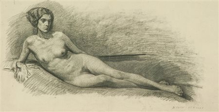 M. Parri Nudo disteso, 1935 Carboncino su carta, cm. 33x62 Firma e data in...