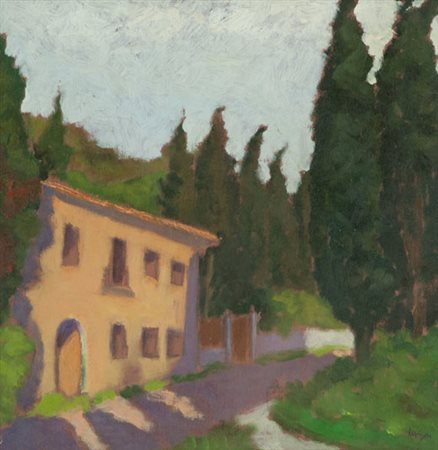 Marcello Gori L'ingresso della Villa Spinola, 1979 Olio su tavola, cm. 24x24...