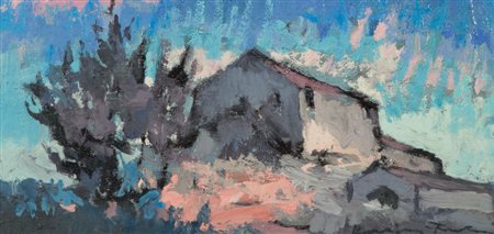 Voltolino Fontani Campagna, 1967 Olio su tavola, cm. 15x30 Firmato in basso a...