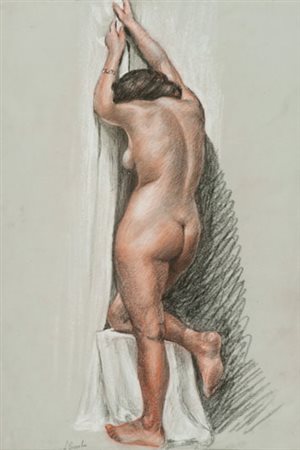 A. Cecchi Nudo di schiena Pastelli su carta, cm. 58x39 Firmato in basso a...