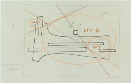 Luigi Veronesi Bozzetto, anni '60 Tecnica mista su carta lucida, cm. 15x22,5...