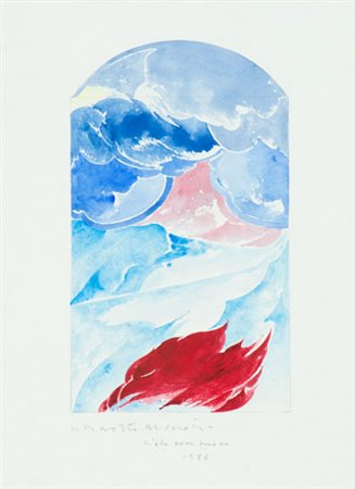 Umberto Buscioni Cielo con fuoco, 1986 Acquerello su carta, cm. 40x30 Firma,...