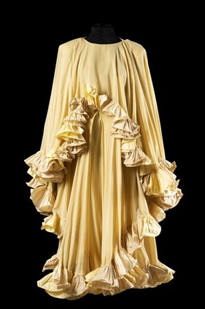 ROBERTO CAPUCCI 
Vestito in georgette giallo pallido e beige con corpetto e orl