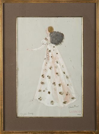 Leonor Fini "Lucrčce" tecnica mista su carta (cm 49x31), firmato e titolato in