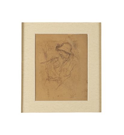 Albert Andrč "Ritratto di Renoir al cavalletto" tecnica mista su carta (cm31x27)