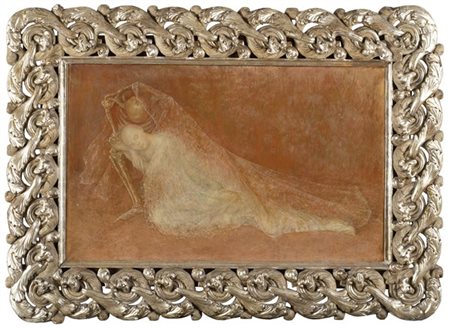 Leonor Fini "L'amitié" 1958. Olio su tela (cm 57x92) In cornice in legno intagli