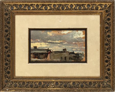 BEPPE CIARDI (Venezia, 1875 - Quinto di Treviso, 1932): Tetti al tramonto