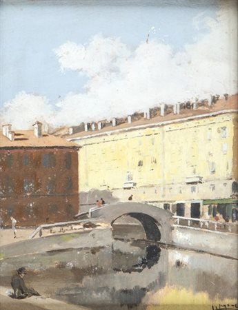 ANTONIO MORETTI (Milano, 1881 - Roma, 1965): Navigli di Milano