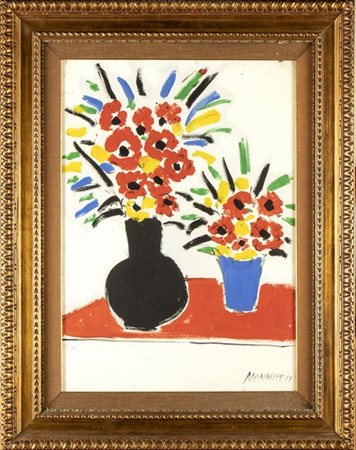 SANTE MONACHESI (Macerata, 1910 - Roma,  1991): Vaso di fiori