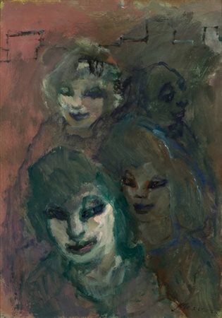 MINO MACCARI (Siena, 1898 - Roma, 1989): Tre figure femminili con uomo
