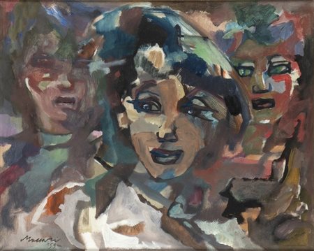 MINO MACCARI (Siena, 1898 - Roma, 1989): Ritratto di tre donne, 1969