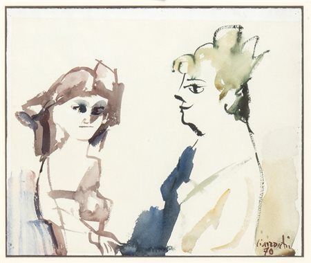 ARNOLDO CIARROCCHI (Civitanova Marche, 1916 - 2004): Due donne in conversazione, 1970