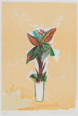 Giovanni Omiccioli (Roma 1901 - 1975), “Vaso di fiori”, 1974.