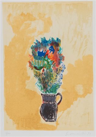 Giovanni Omiccioli (Roma 1901 - 1975), “Vaso di fiori”, 1974.