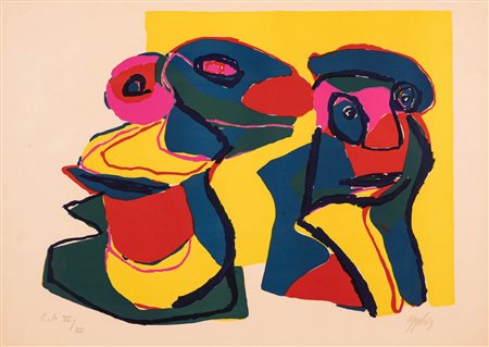 Karel Appel   (Amsterdam, 1921 - Zurigo, 2006) 
Visage rouge 1969
Litografia a colori cm 55x77 e cm 59x80