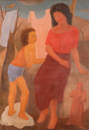 Fernando Troso  (Lecce, 1910 - Roma, 1990) 
Prime confidenze 1937
Olio su tavola 113x79 cm e 133x98 cm