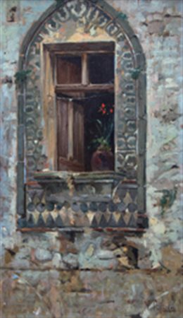 CAPRILE Vincenzo (Napoli, 1856 - Napoli, 1936) Vaso di fiori alla finestra...