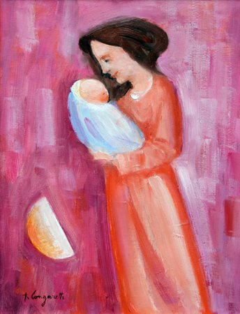LONGARETTI Trento (Treviglio 1916) Madre in rosa su fondo rosa, 2011 olio su...