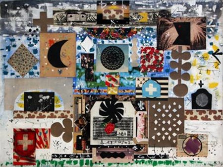 MARTIN Philip (British) Facade B2H noi, 1974 tecnica mista e collage su tela...