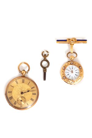 Due orologi da tasca in oro 18 K, fine secolo XIX