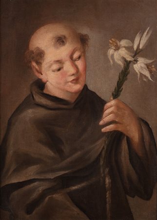 Scuola italiana, secolo XVII - Sant'Antonio da Padova con giglio