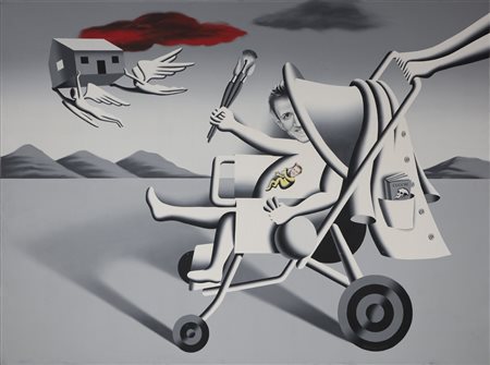 ENZO CUCCHI (1949) - MARK KOSTABI (1960)  - Chi è tuo padre? Enzo Cucchi.