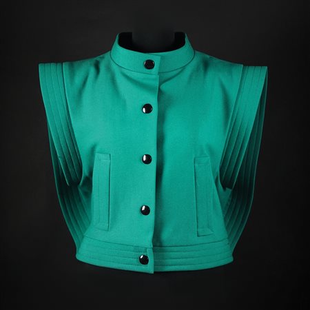 Pierre Cardin gilet in maglina verde brillante con giromanica impunturato