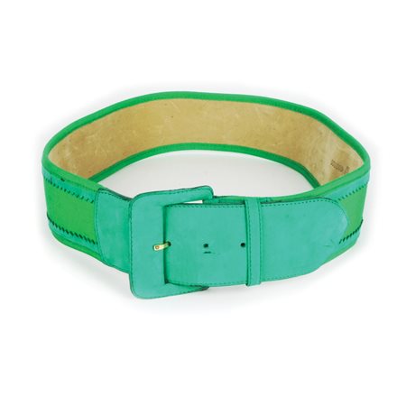 Guy Laroche cintura in cotone, cuoio e suede verde, mis. 85/34