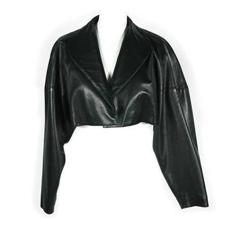 Alaïa bolero in pelle nera, tg. 38