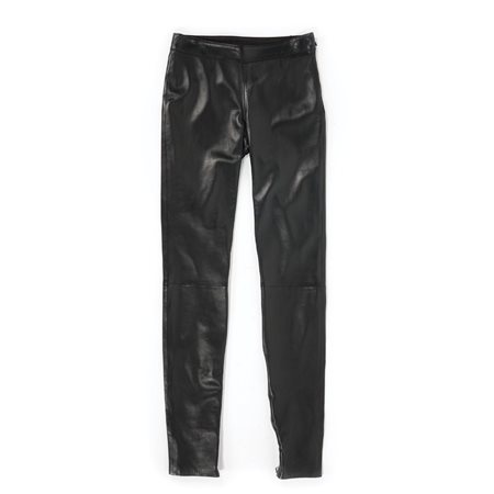 Yves Saint Laurent pantalone di nappa nera e pizzo, tg. F 36