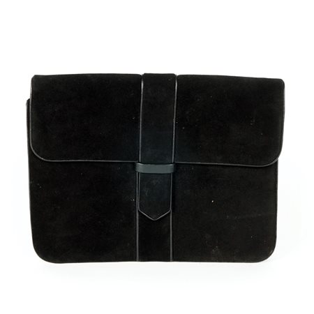 Yves Saint Laurent pochette in camoscio nero con rifiniture in pelle