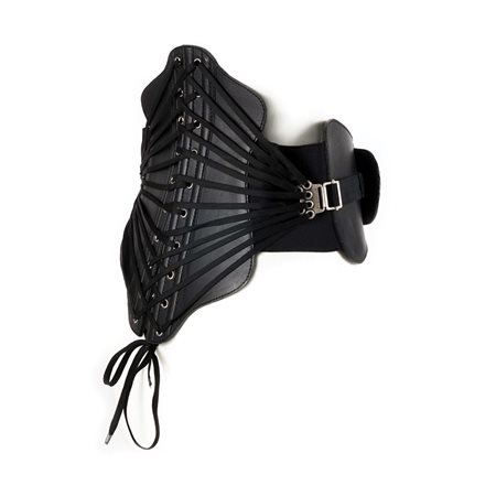 Jean Paul Gaultier cintura a bustier in pelle nera, mis. 80