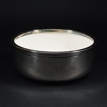 Bowl in ceramica rivestita in metallo argentato, cm. 12x30