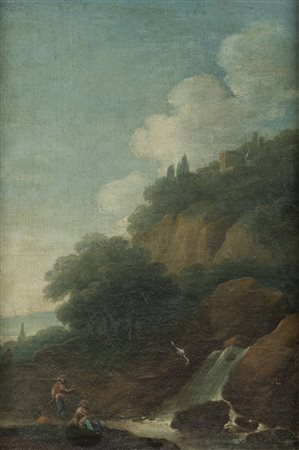 PITTORE ANONIMO<BR>"Al fiume" fine XVII inizi XVIII secolo